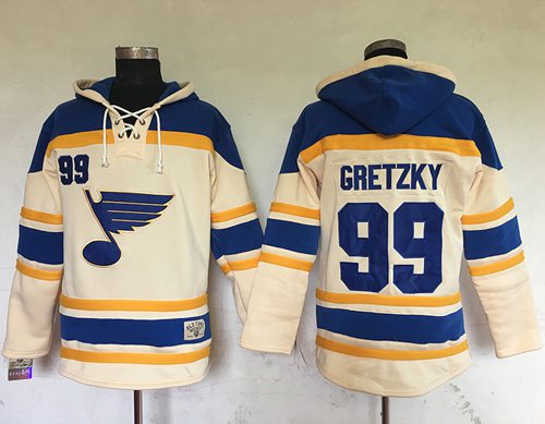 Blues #99 Wayne Gretzky Cream Sawyer Hooded Sweatshirt Stitched NHL Jersey Blues #99 Wayne Gretzky Cream Sawyer Hooded Sweatshirt Stitched NHL Jersey