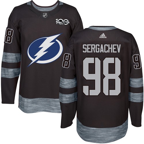 Adidas Lightning #98 Mikhail Sergachev Black 1917-2017 100th Anniversary Stitched NHL Jersey Adidas Lightning #98 Mikhail Sergachev Black 1917-2017 100th Anniversary Stitched NHL Jersey