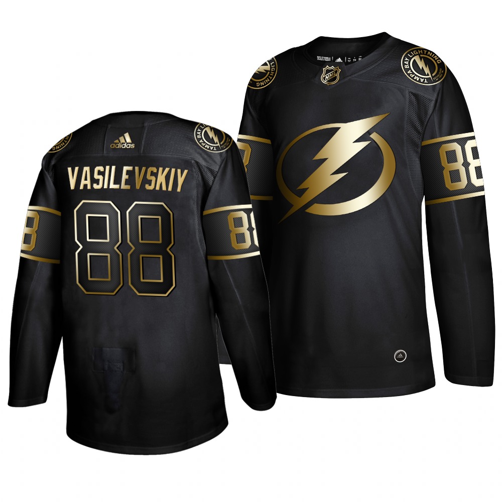 Adidas Lightning #88 Andrei Vasilevskiy Men's 2019 Black Golden Edition Authentic Stitched NHL Jersey Adidas Lightning #88 Andrei Vasilevskiy Men's 2019 Black Golden Edition Authentic Stitched NHL Jersey