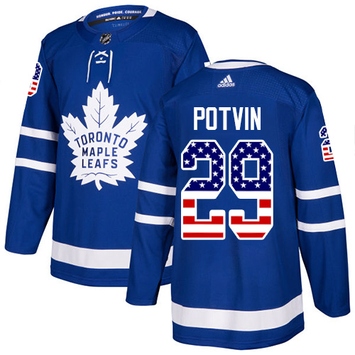 Adidas Maple Leafs #29 Felix Potvin Blue Home Authentic USA Flag Stitched NHL Jersey Adidas Maple Leafs #29 Felix Potvin Blue Home Authentic USA Flag Stitched NHL Jersey