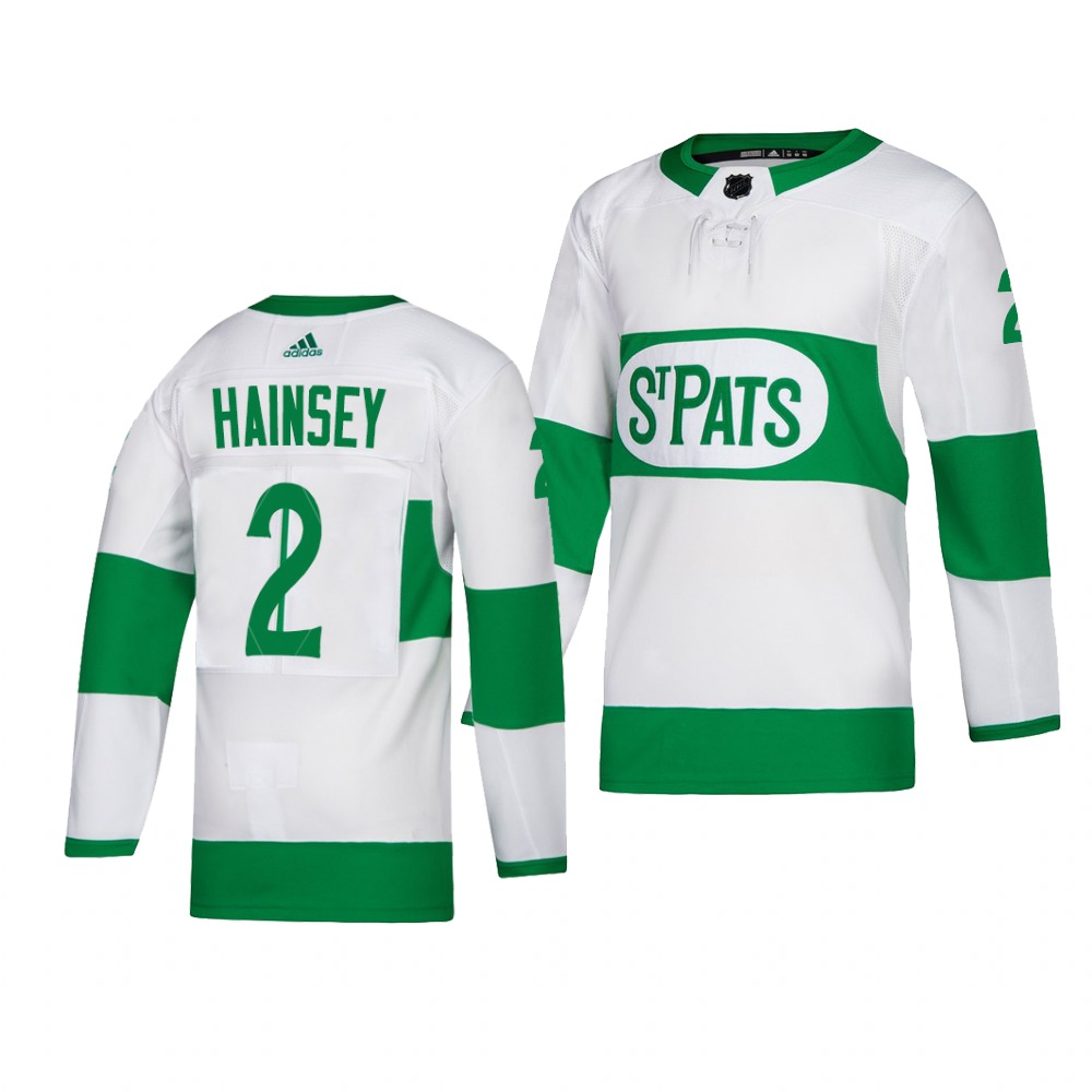 Maple Leafs #2 Ron Hainsey adidas White 2019 St. Patrick's Day Authentic Player Stitched NHL Jersey Maple Leafs #2 Ron Hainsey adidas White 2019 St. Patrick's Day Authentic Player Stitched NHL Jersey