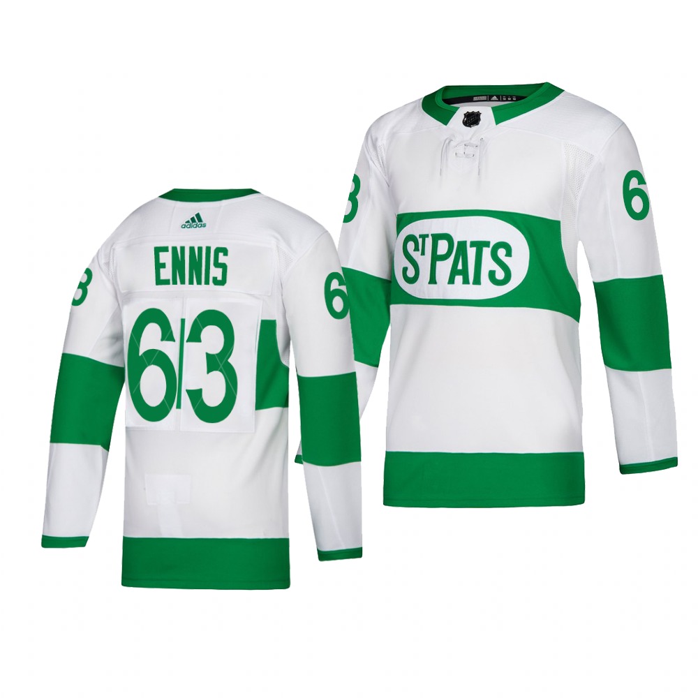 Maple Leafs #63 Tyler Ennis adidas White 2019 St. Patrick's Day Authentic Player Stitched NHL Jersey Maple Leafs #63 Tyler Ennis adidas White 2019 St. Patrick's Day Authentic Player Stitched NHL Jersey