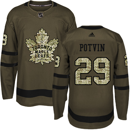 Adidas Maple Leafs #29 Felix Potvin Green Salute to Service Stitched NHL Jersey Adidas Maple Leafs #29 Felix Potvin Green Salute to Service Stitched NHL Jersey