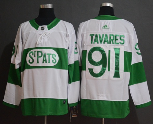 Adidas Maple Leafs #91 John Tavares White Authentic St. Pats Stitched NHL Jersey Adidas Maple Leafs #91 John Tavares White Authentic St. Pats Stitched NHL Jersey