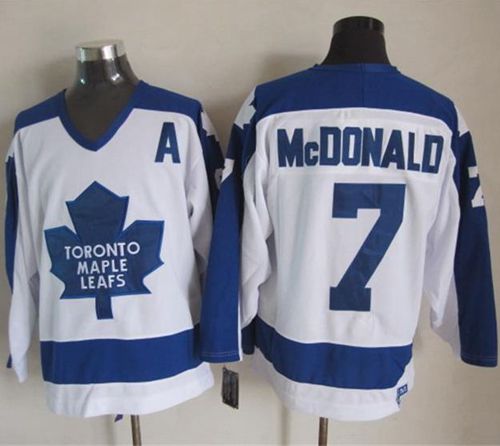 Maple Leafs #7 Lanny McDonald White/Blue CCM Throwback Stitched NHL Jersey Maple Leafs #7 Lanny McDonald White/Blue CCM Throwback Stitched NHL Jersey