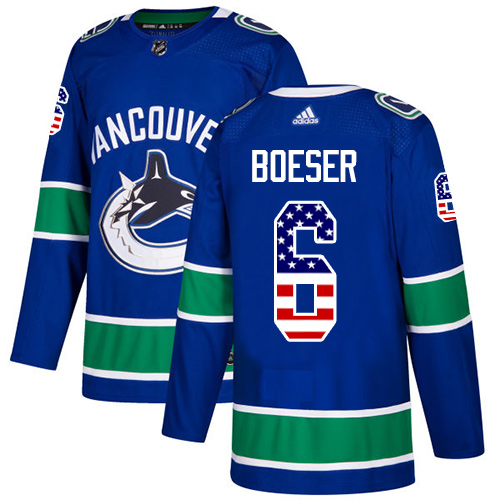 Adidas Canucks #6 Brock Boeser Blue Home Authentic USA Flag Stitched NHL Jersey Adidas Canucks #6 Brock Boeser Blue Home Authentic USA Flag Stitched NHL Jersey