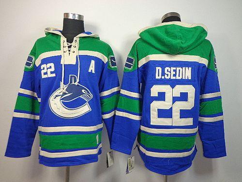 Canucks #22 Daniel Sedin Blue Sawyer Hooded Sweatshirt Stitched NHL Jersey Canucks #22 Daniel Sedin Blue Sawyer Hooded Sweatshirt Stitched NHL Jersey