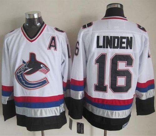 Canucks #16 Trevor Linden White/Black CCM Throwback Stitched NHL Jersey Canucks #16 Trevor Linden White/Black CCM Throwback Stitched NHL Jersey