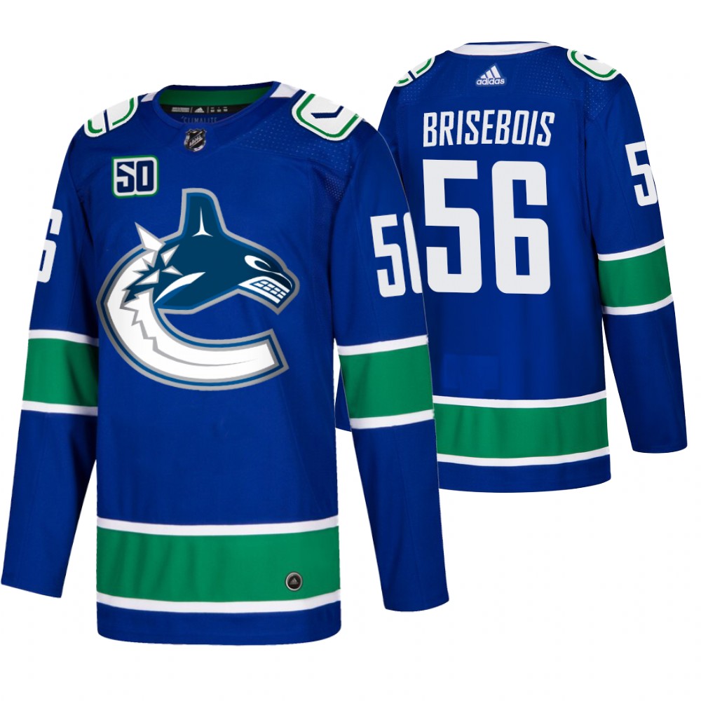 Men's Vancouver Canucks #56 Guillaume Brisebois Adidas Blue 2019-20 Home Authentic NHL Jersey