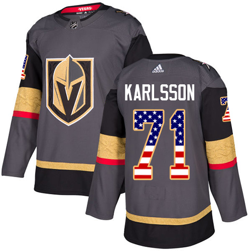 Adidas Golden Knights #71 William Karlsson Grey Home Authentic USA Flag Stitched NHL Jersey Adidas Golden Knights #71 William Karlsson Grey Home Authentic USA Flag Stitched NHL Jersey