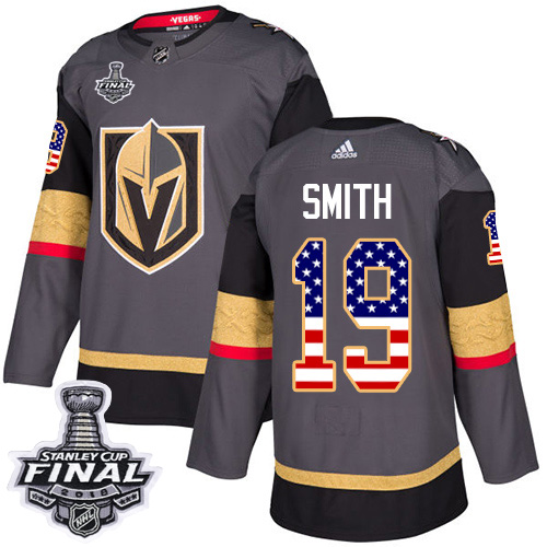 Adidas Golden Knights #19 Reilly Smith Grey Home Authentic USA Flag 2018 Stanley Cup Final Stitched NHL Jersey Adidas Golden Knights #19 Reilly Smith Grey Home Authentic USA Flag 2018 Stanley Cup Final Stitched NHL Jersey