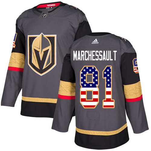 Adidas Golden Knights #81 Jonathan Marchessault Grey Home Authentic USA Flag Stitched NHL Jersey Adidas Golden Knights #81 Jonathan Marchessault Grey Home Authentic USA Flag Stitched NHL Jersey