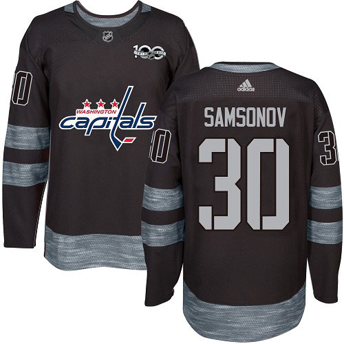 Adidas Capitals #30 Ilya Samsonov Black 1917-2017 100th Anniversary Stitched NHL Jersey Adidas Capitals #30 Ilya Samsonov Black 1917-2017 100th Anniversary Stitched NHL Jersey
