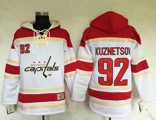 Capitals #92 Evgeny Kuznetsov White Sawyer Hooded Sweatshirt Stitched NHL Jersey Capitals #92 Evgeny Kuznetsov White Sawyer Hooded Sweatshirt Stitched NHL Jersey
