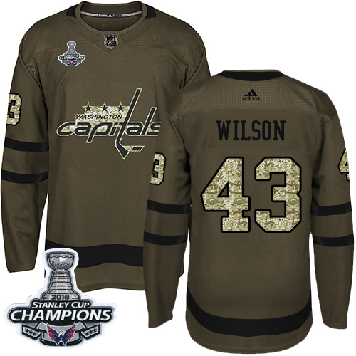 Adidas Capitals #43 Tom Wilson Green Salute to Service Stanley Cup Final Champions Stitched NHL Jersey Adidas Capitals #43 Tom Wilson Green Salute to Service Stanley Cup Final Champions Stitched NHL Jersey