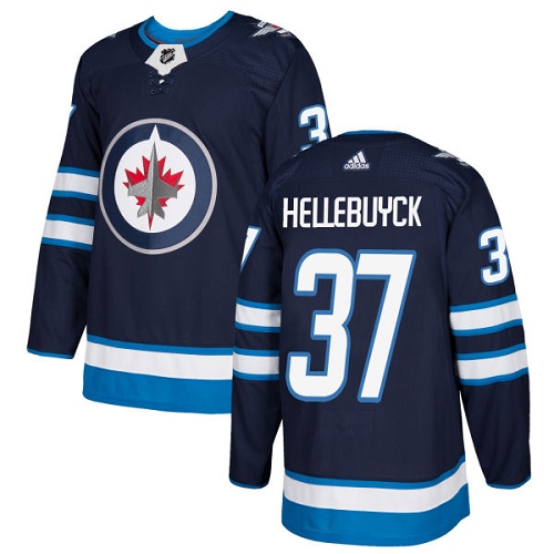Adidas Jets #37 Connor Hellebuyck Navy Blue Home Authentic Stitched NHL Jersey Adidas Jets #37 Connor Hellebuyck Navy Blue Home Authentic Stitched NHL Jersey