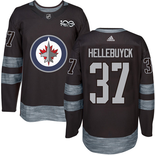 Adidas Jets #37 Connor Hellebuyck Black 1917-2017 100th Anniversary Stitched NHL Jersey Adidas Jets #37 Connor Hellebuyck Black 1917-2017 100th Anniversary Stitched NHL Jersey