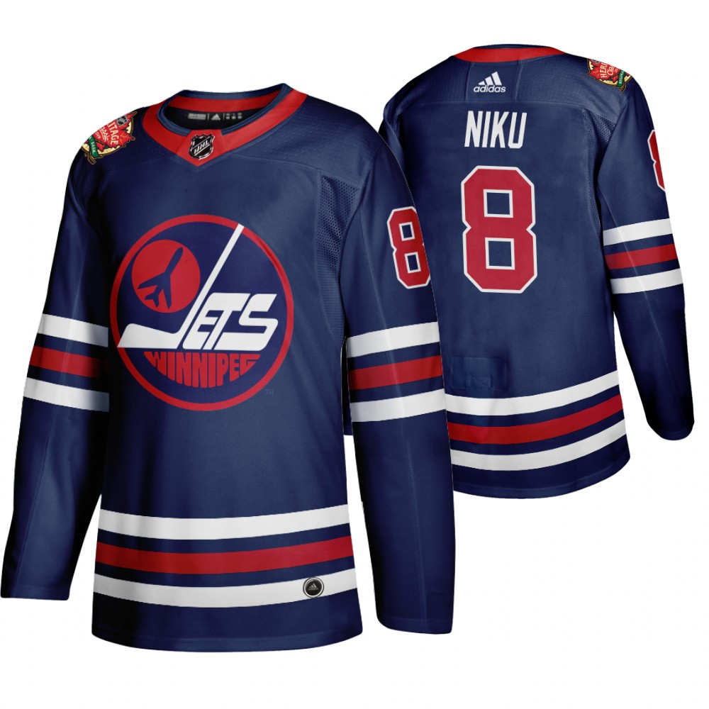 Winnipeg Jets #8 Sami Niku Men's 2019-20 Heritage Classic Wha Navy Stitched NHL Jersey Winnipeg Jets #8 Sami Niku Men's 2019-20 Heritage Classic Wha Navy Stitched NHL Jersey