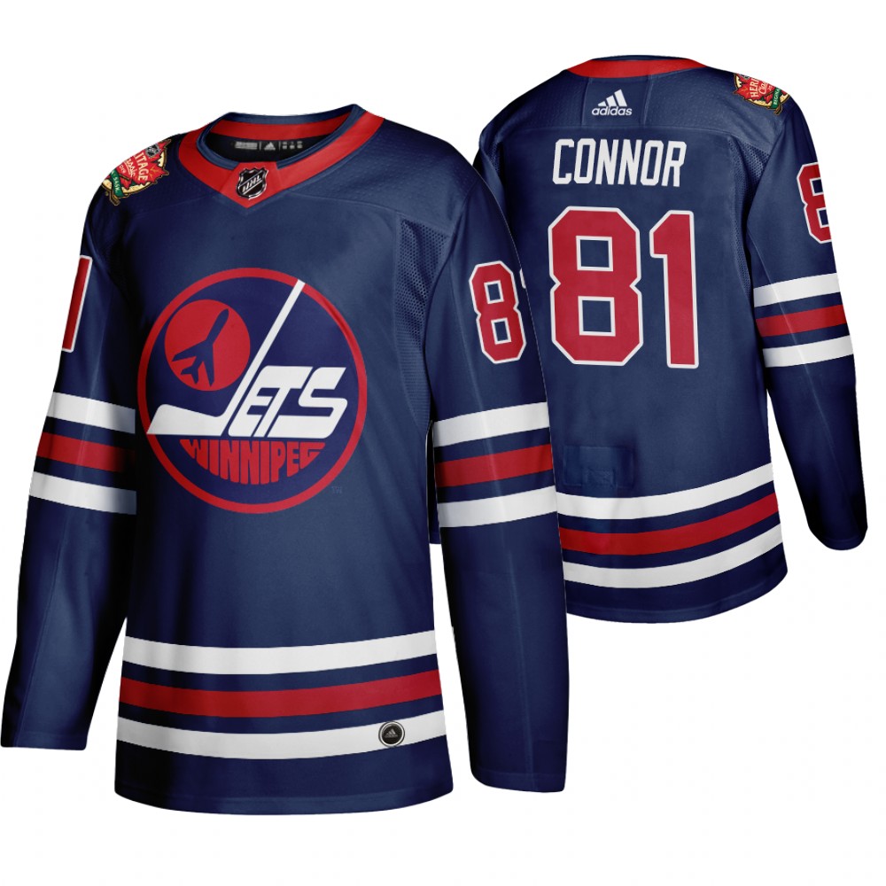 Winnipeg Jets #81 Kyle Connor Men's 2019-20 Heritage Classic Wha Navy Stitched NHL Jersey Winnipeg Jets #81 Kyle Connor Men's 2019-20 Heritage Classic Wha Navy Stitched NHL Jersey