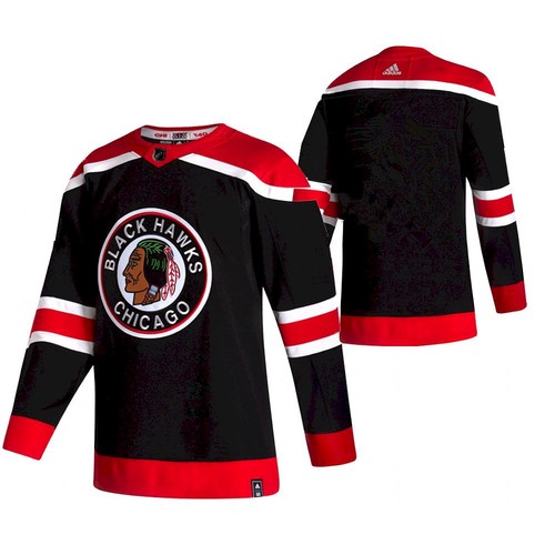 Men's Chicago Blackhawks Adidas Blank Black 2020-21 Reverse Retro Stitched Jersey
