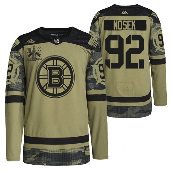 Men's Boston Bruins #92 Tomas Nosek 2022 Camo Military Appreciation Night Stitched Jersey Men's Boston Bruins #92 Tomas Nosek 2022 Camo Military Appreciation Night Stitched Jersey