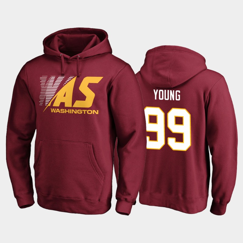 Men's Washington Football Team #99 Chase Young 2020 NFL Burgundy Stealth Scanner Pullover Hoodie Men's Washington Football Team #99 Chase Young 2020 NFL Burgundy Stealth Scanner Pullover Hoodie