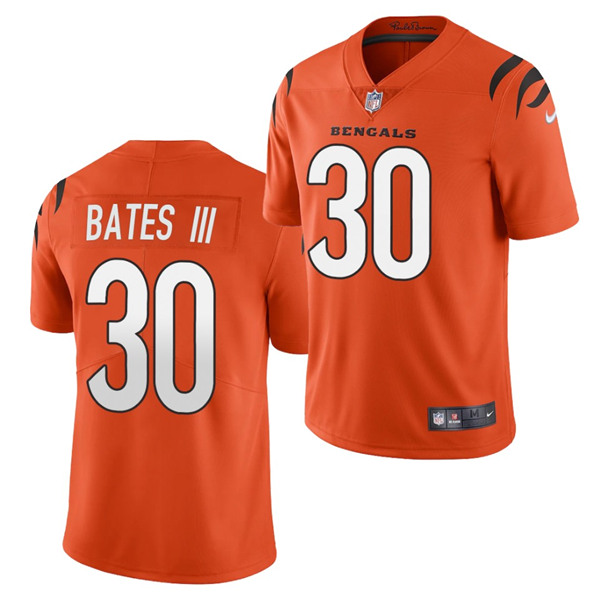 Men's Cincinnati Bengals #30 Jessie Bates III 2021 New Orange Vapor Untouchable Limited Stitched Jersey Men's Cincinnati Bengals #30 Jessie Bates III 2021 New Orange Vapor Untouchable Limited Stitched Jersey