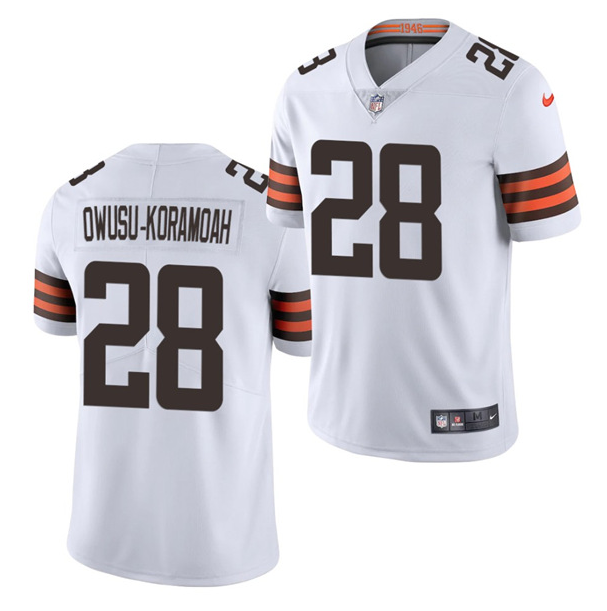 Men's Cleveland Browns #28 Jeremiah Owusu-Koramoah 2021 Draft White NFL Vapor Untouchable Limited Stitched Jersey Men's Cleveland Browns #28 Jeremiah Owusu-Koramoah 2021 Draft White NFL Vapor Untouchable Limited Stitched Jersey