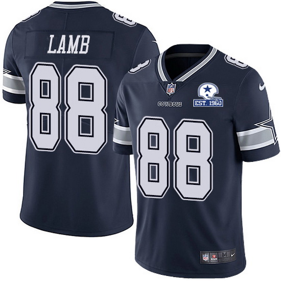 Men's Dallas Cowboys #88 CeeDee Lamb Navy With Est 1960 Patch Limited Stitched NFL Jersey Men's Dallas Cowboys #88 CeeDee Lamb Navy With Est 1960 Patch Limited Stitched NFL Jersey
