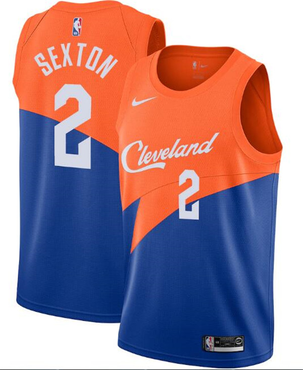 Men's Cleveland Cavaliers Orange &Blue #2 Collin Sexton City Edition Stitched NBA Jersey Men's Cleveland Cavaliers Orange &Blue #2 Collin Sexton City Edition Stitched NBA Jersey