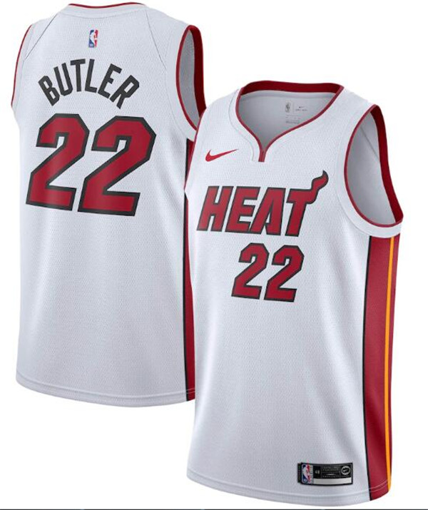 Men's Miami Heat White #22 Jimmy Butler Association Edition Swingman Stitched Jersey
