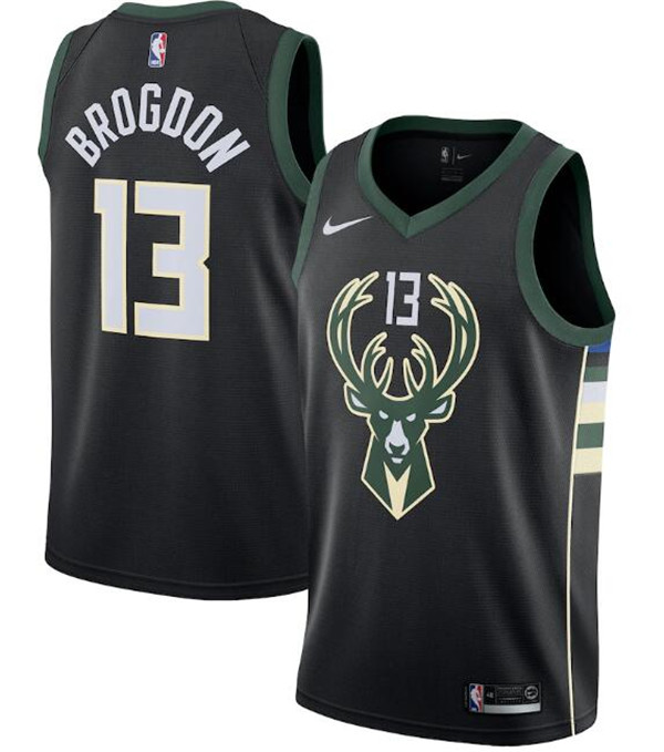 Men's Milwaukee Bucks Black #13 Malcolm Brogdon Statement Edition Stitched Swingman Jersey Men's Milwaukee Bucks Black #13 Malcolm Brogdon Statement Edition Stitched Swingman Jersey