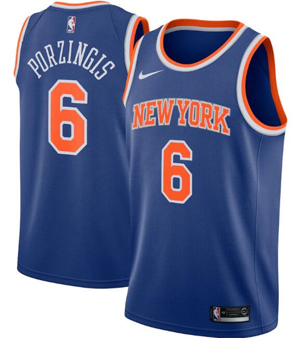 New Yok Knicks Blue #6 Kristaps Porzingis Icon Edition Stitched Swingman Jersey New Yok Knicks Blue #6 Kristaps Porzingis Icon Edition Stitched Swingman Jersey