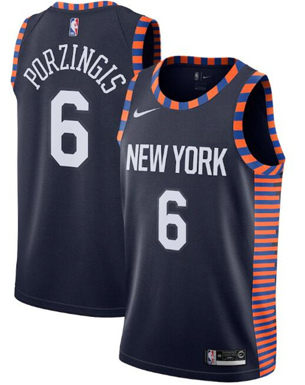 New Yok Knicks Navy #6 Kristaps Porzingis City Edition Stitched Swingman Jersey New Yok Knicks Navy #6 Kristaps Porzingis City Edition Stitched Swingman Jersey
