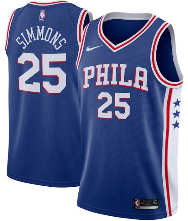 Men's Philadelphia 76ers #25 Ben Simmons Royal NBA Icon Edition Stitched Swingman Jersey Men's Philadelphia 76ers #25 Ben Simmons Royal NBA Icon Edition Stitched Swingman Jersey