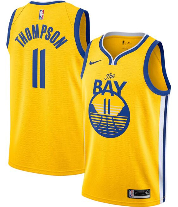 Men's Golden State Warriors #11 Klay Thompson Gold NBA Statement Edition Stitched Jersey Men's Golden State Warriors #11 Klay Thompson Gold NBA Statement Edition Stitched Jersey