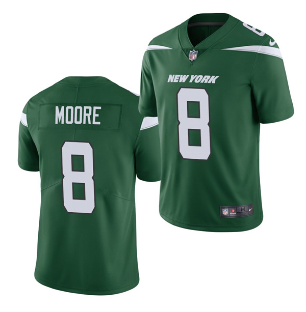Men's New York Jets #8 Elijah Moore 2021 Green NFL Vapor Untouchable Limited Stitched Jersey Men's New York Jets #8 Elijah Moore 2021 Green NFL Vapor Untouchable Limited Stitched Jersey