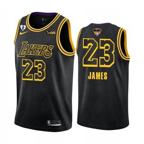 Men's Los Angeles Lakers #23 LeBron James 2020 Black NFL Finals Bound With GiGi Patch Stitched Jersey
