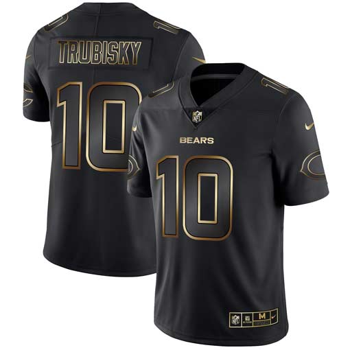Men's Chicago Bears #10 Mitchell Trubisky 2019 Black Golden Edition Stitched NFL Jersey Men's Chicago Bears #10 Mitchell Trubisky 2019 Black Golden Edition Stitched NFL Jersey