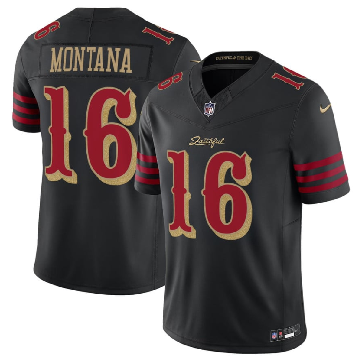Men's San Francisco 49ers #16 Joe Montana Black 2025 F.U.S.E. “Rivalries” Vapor Limited Stitched Football Jersey