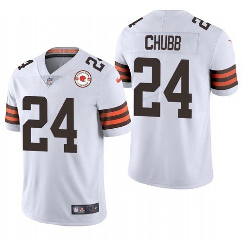 Men's Cleveland Browns #24 Nick Chubb 2021 White NFL 75th Anniversary Vapor Untouchable Limited Stitched Jersey Men's Cleveland Browns #24 Nick Chubb 2021 White NFL 75th Anniversary Vapor Untouchable Limited Stitched Jersey