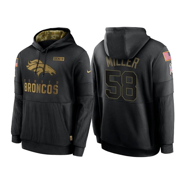 Men's Denver Broncos #58 Von Miller Black NFL 2020 Salute To Service Sideline Performance Pullover Hoodie Men's Denver Broncos #58 Von Miller Black NFL 2020 Salute To Service Sideline Performance Pullover Hoodie