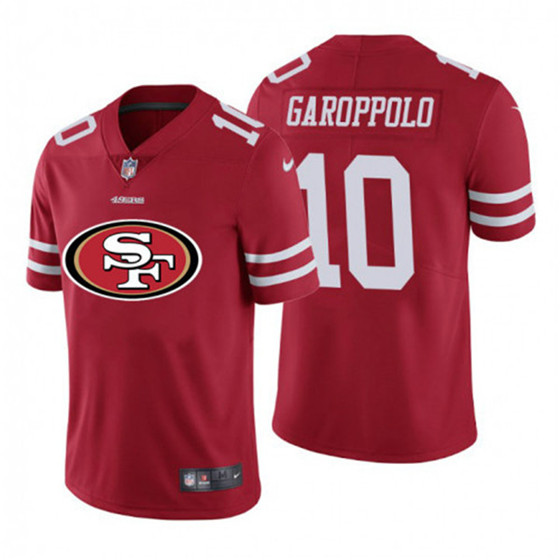 Men's San Francisco 49ers #10 Jimmy Garoppolo Red 2020 Team Big Logo Limited Stitched Jersey Men's San Francisco 49ers #10 Jimmy Garoppolo Red 2020 Team Big Logo Limited Stitched Jersey