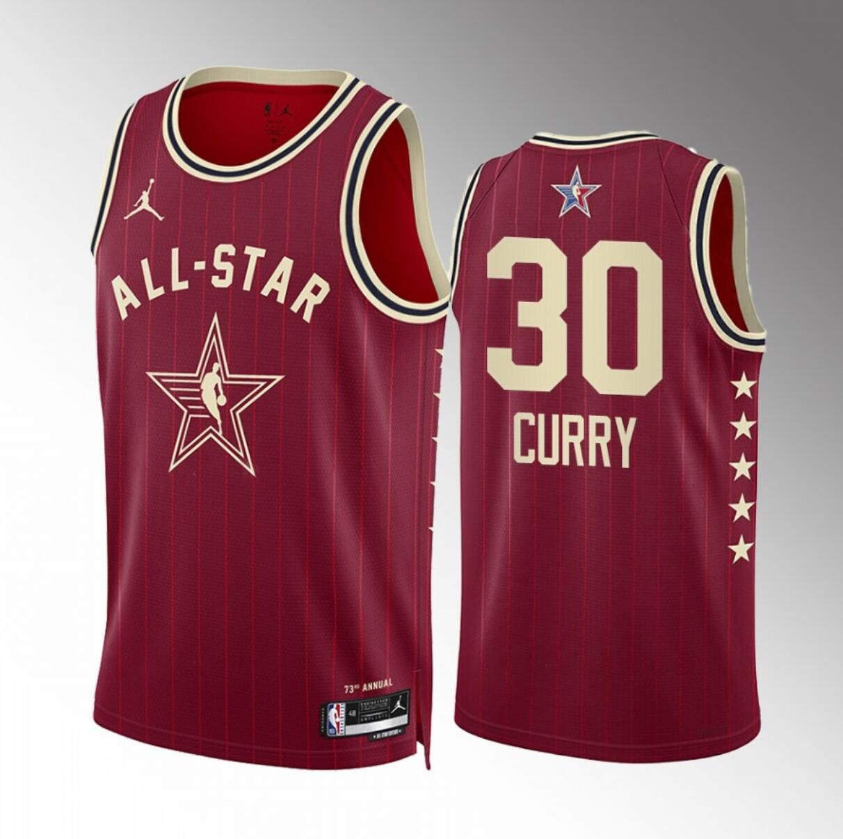 Men's 2024 All-Star #30 Stephen Curry Crimson Stitched Basketball Jersey Men's 2024 All-Star #30 Stephen Curry Crimson Stitched Basketball Jersey