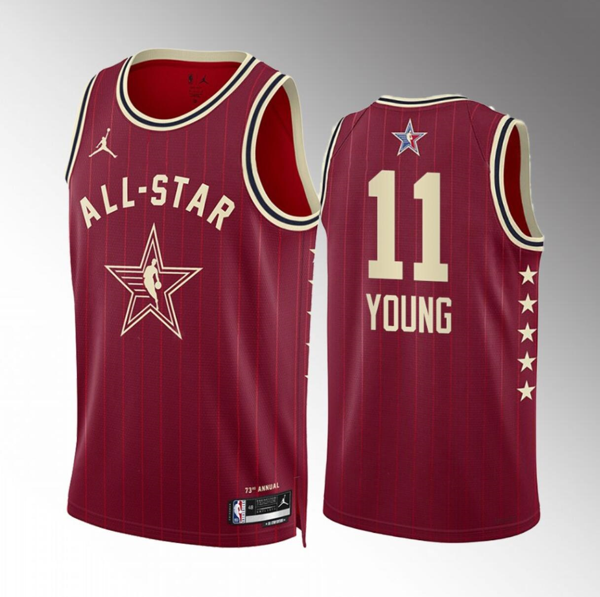Men's 2024 All-Star #11 Trae Young Crimson Stitched Basketball Jersey Men's 2024 All-Star #11 Trae Young Crimson Stitched Basketball Jersey