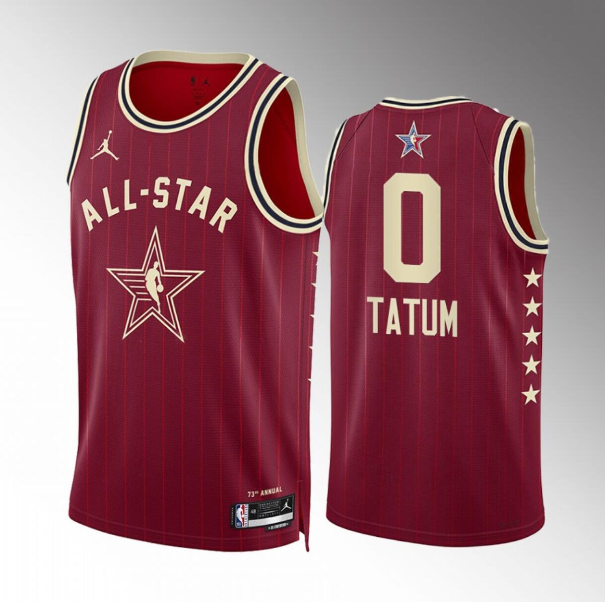 Men's 2024 All-Star #0 Jayson Tatum Crimson Stitched Basketball Jersey Men's 2024 All-Star #0 Jayson Tatum Crimson Stitched Basketball Jersey