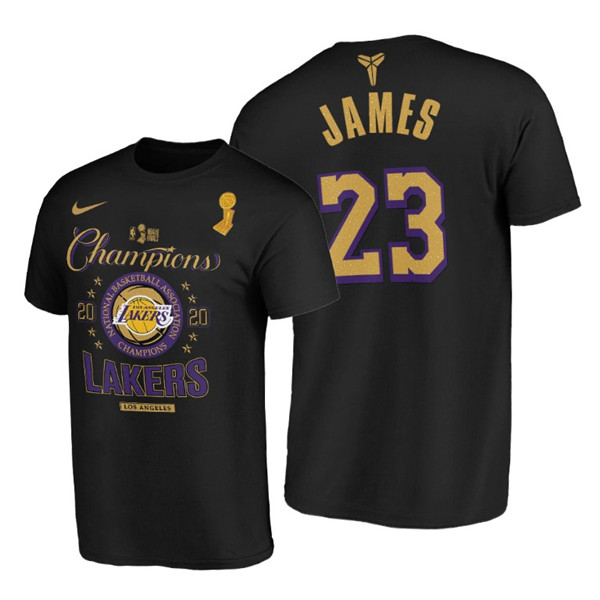 Los Angeles Lakers #23 LeBron James Black 2020 NBA Finals Champions Locker Room T-Shirt Los Angeles Lakers #23 LeBron James Black 2020 NBA Finals Champions Locker Room T-Shirt