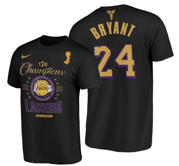 Los Angeles Lakers #24 Kobe Bryant Black 2020 NBA Finals Champions Locker Room T-Shirt Los Angeles Lakers #24 Kobe Bryant Black 2020 NBA Finals Champions Locker Room T-Shirt