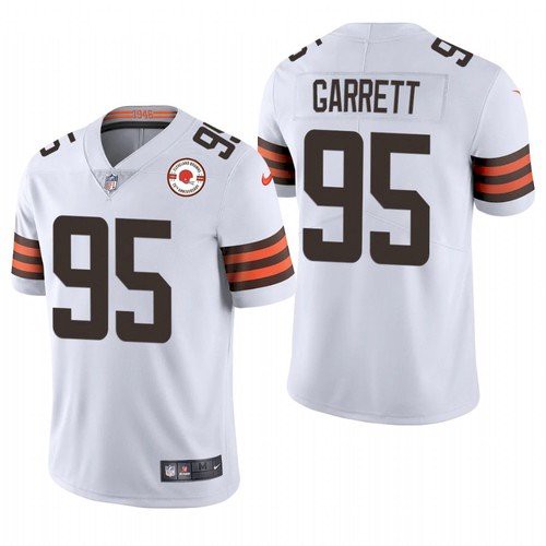Men's Cleveland Browns #95 Myles Garrett 2021White NFL 75th Anniversary Vapor Untouchable Limited Stitched Jersey Men's Cleveland Browns #95 Myles Garrett 2021White NFL 75th Anniversary Vapor Untouchable Limited Stitched Jersey