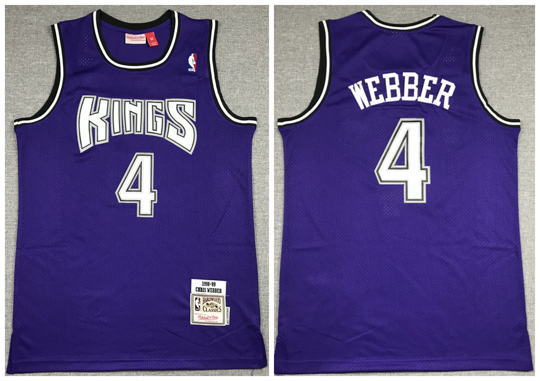 Men's Sacramento Kings #4 Chris Webber Purple Throwback Stitched Jersey Men's Sacramento Kings #4 Chris Webber Purple Throwback Stitched Jersey